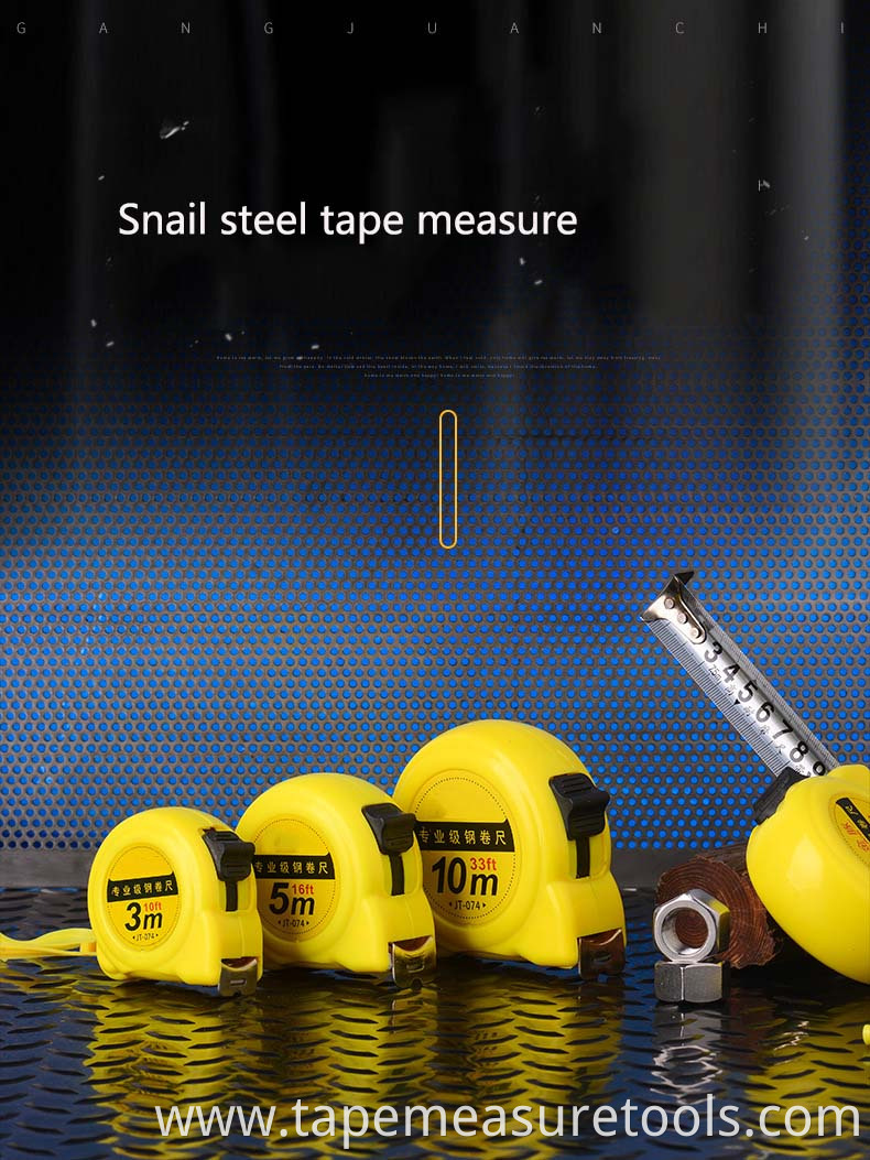 3M 5M 7.5m 10M Custom yellow snail steel tape measure with logo